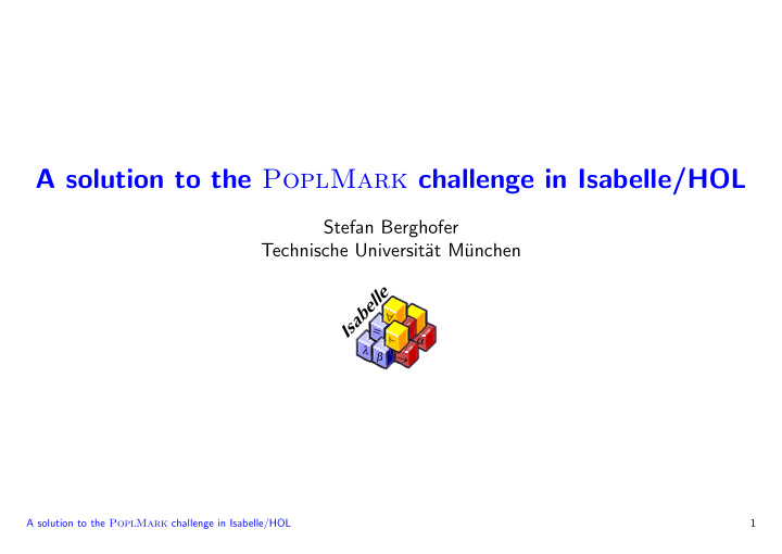 a solution to the poplmark challenge in isabelle hol