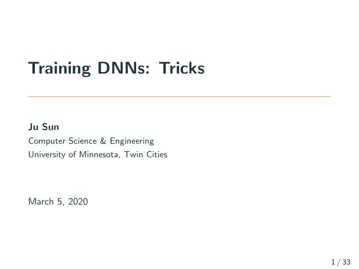 training dnns tricks