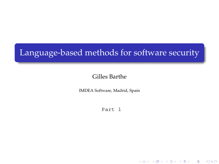 language based methods for software security