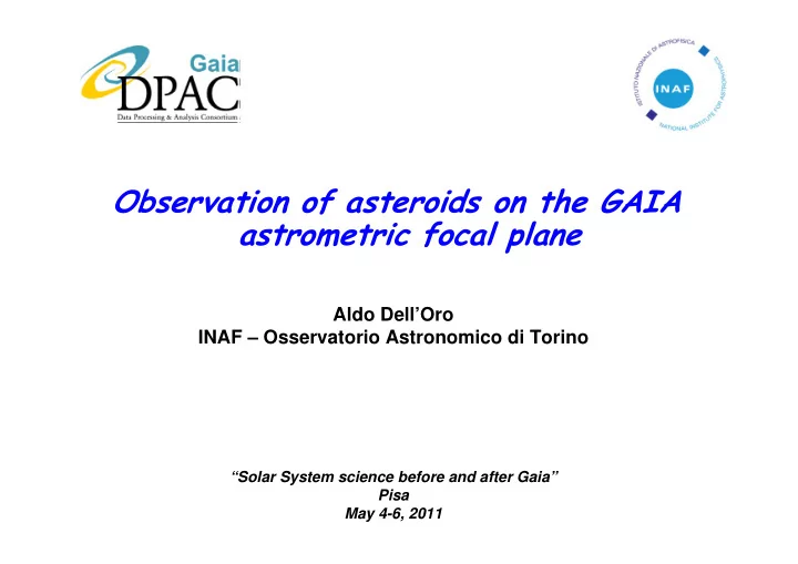 observation of asteroids on the gaia astrometric focal