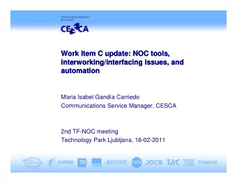 Work Item C update: NOC tools,  Work Item C update: NOC tools,  p  p  ,  ,