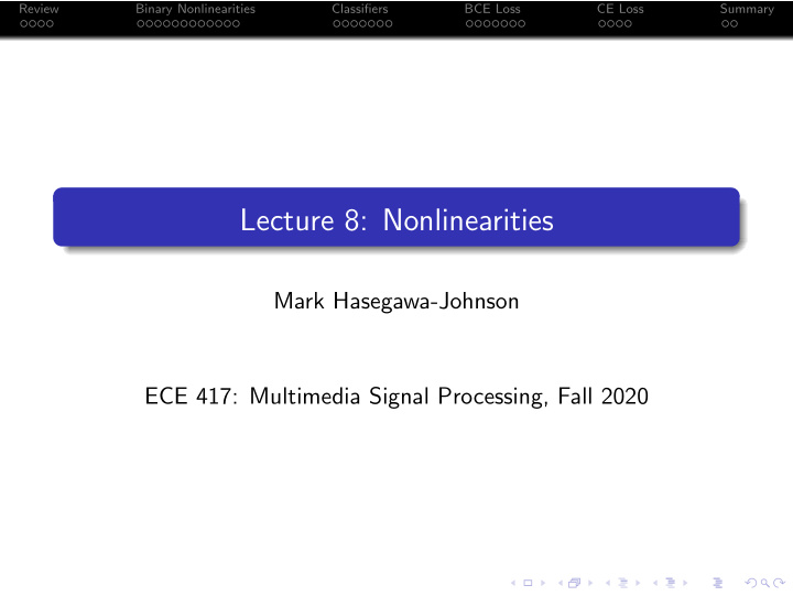 lecture 8 nonlinearities