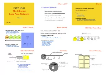 ES/EG 4546 Simple low cost Local Area Network (LAN)  The Ethernet Shared or Switched Access local