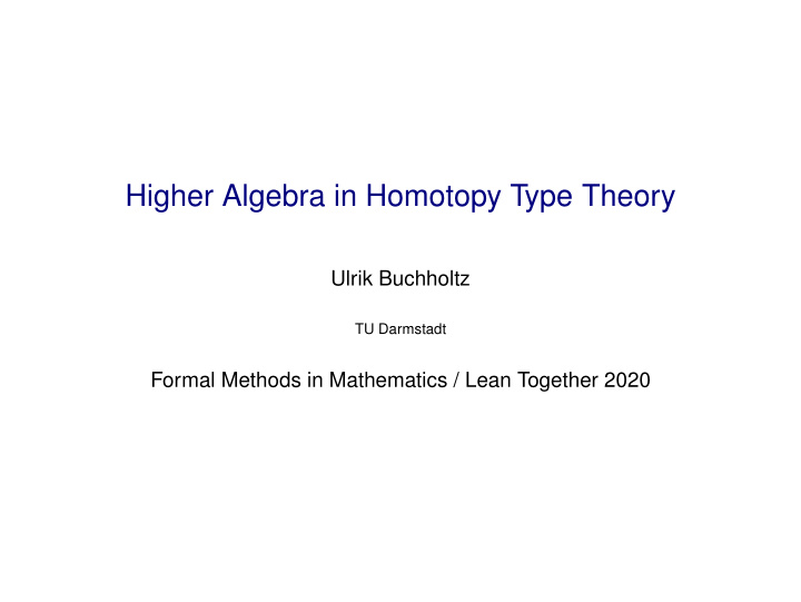 higher algebra in homotopy type theory