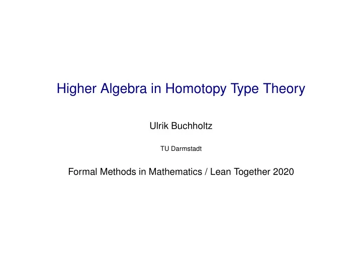 higher algebra in homotopy type theory