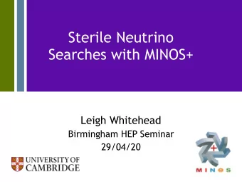 Sterile Neutrino  Searches with MINOS+  Leigh Whitehead  Birmingham HEP Seminar  29/04/20  Outline