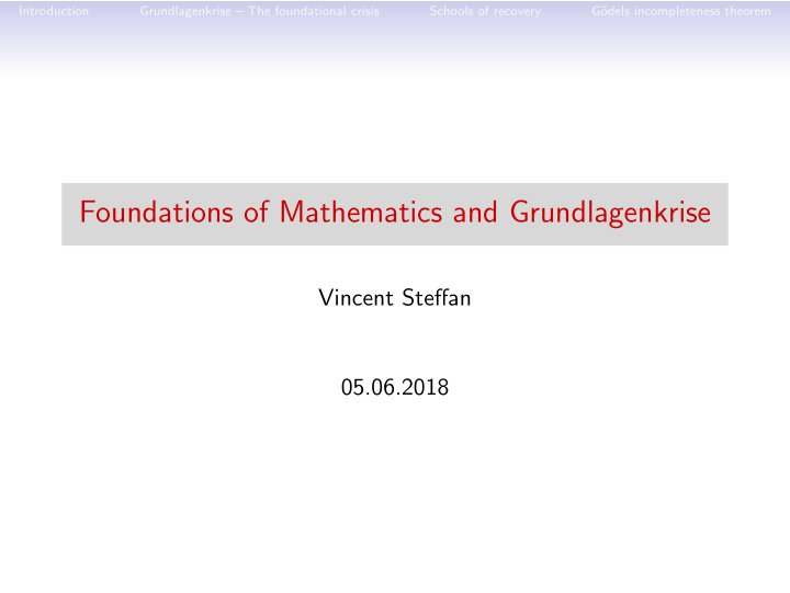 foundations of mathematics and grundlagenkrise