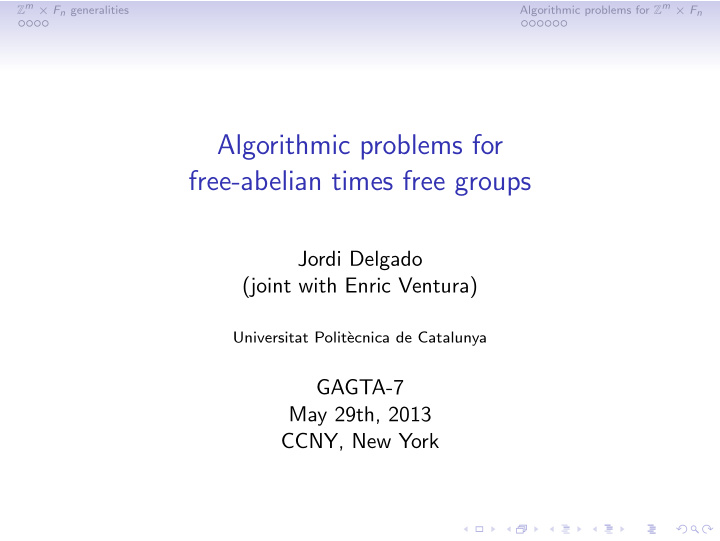 algorithmic problems for free abelian times free groups