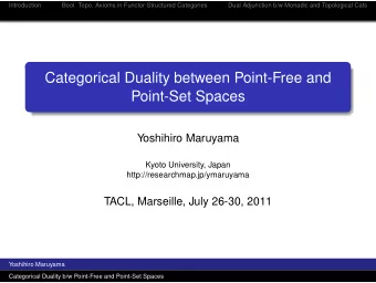 Categorical Duality between Point-Free and  Point-Set Spaces  Yoshihiro Maruyama  Kyoto University,