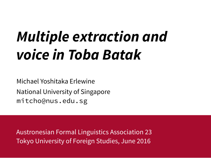 multiple extraction and voice in toba batak