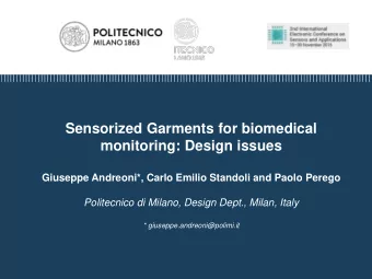 monitoring: Design issues  Giuseppe Andreoni*, Carlo Emilio Standoli and Paolo Perego  Politecnico