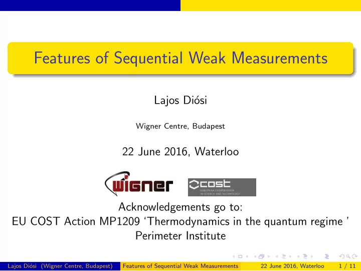 features of sequential weak measurements