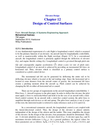 Chapter 12  Design of Control Surfaces From: Aircraft Design: A Systems Engineering Approach
