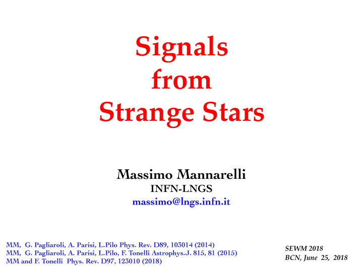 signals from strange stars