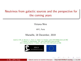 Neutrinos from galactic sources and the perspective for  the coming years  Viviana Niro  APC, Paris