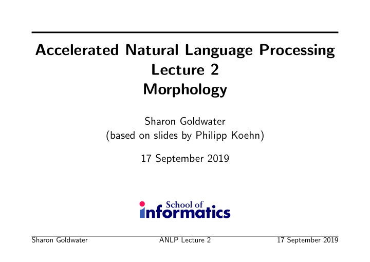 accelerated natural language processing lecture 2