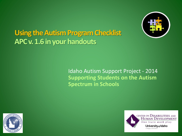 using the autism program checklist