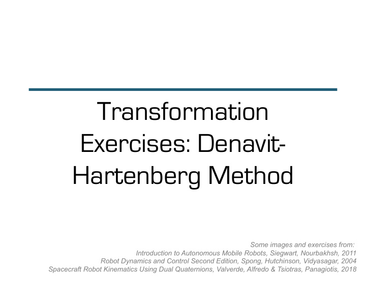 transformation exercises denavit hartenberg method