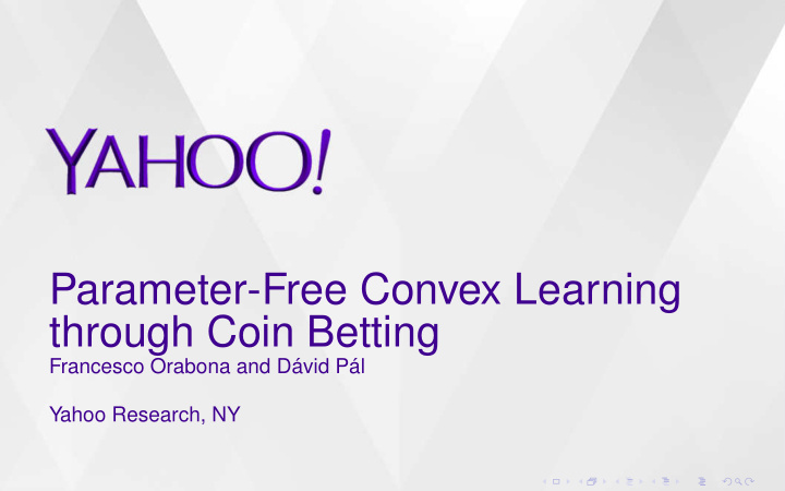 parameter free convex learning through coin betting