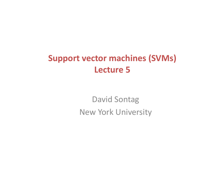 support vector machines svms lecture 5