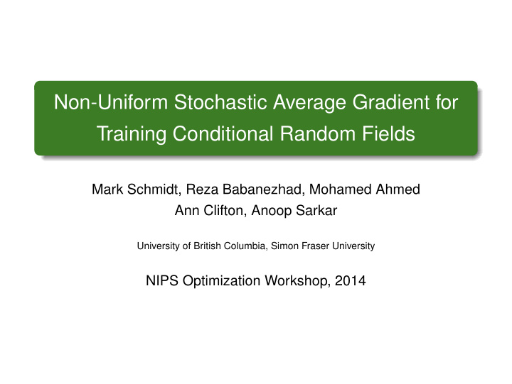 non uniform stochastic average gradient for training