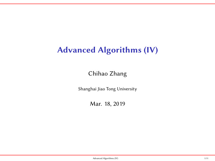 advanced algorithms iv