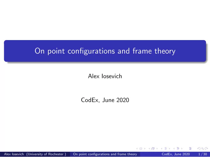 on point configurations and frame theory