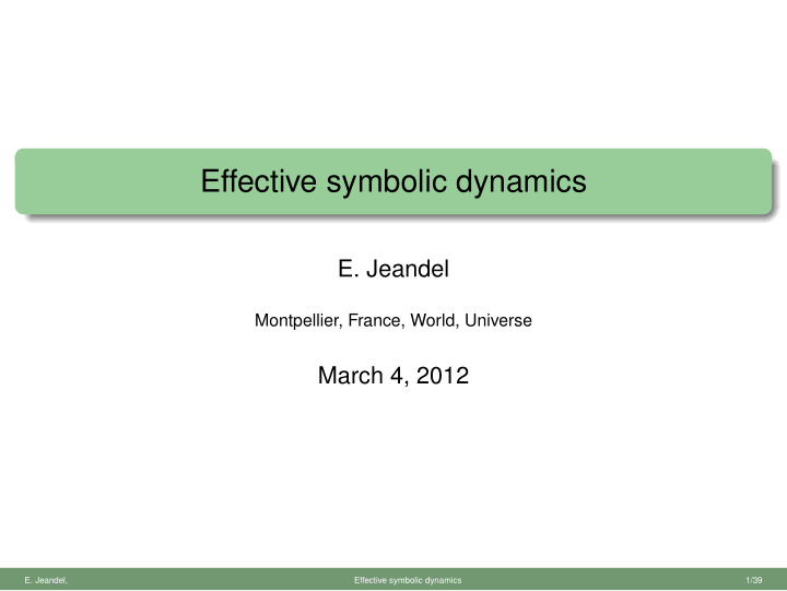 effective symbolic dynamics