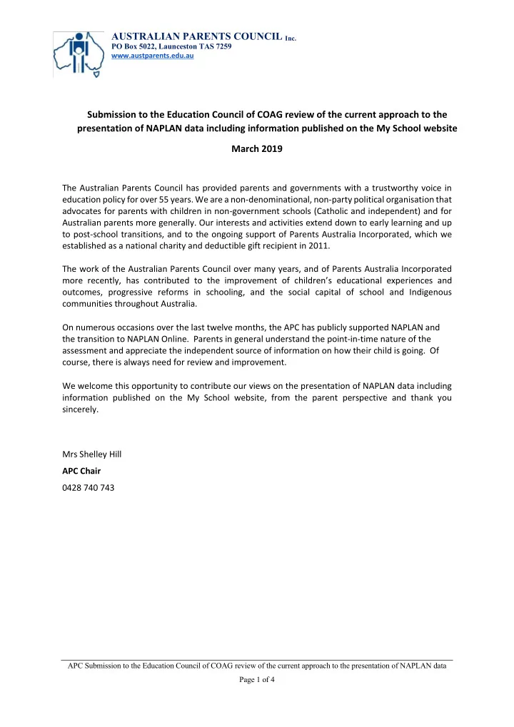 www austparents edu au submission to the education