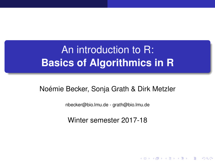 an introduction to r basics of algorithmics in r