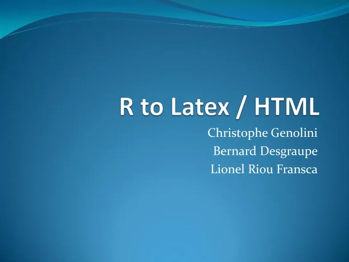 lionel riou fransca univariate bivariate