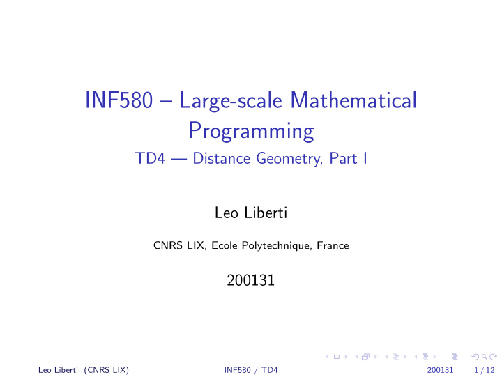 inf580 large scale mathematical programming