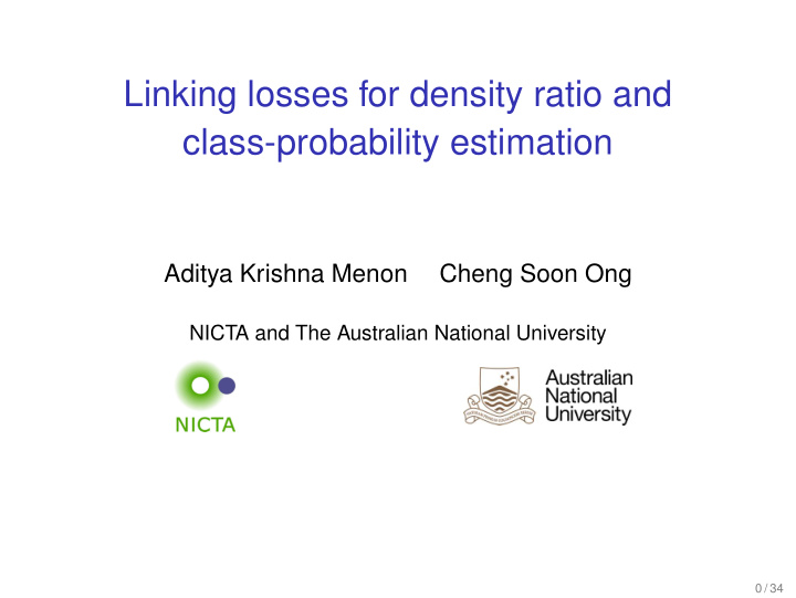 linking losses for density ratio and class probability