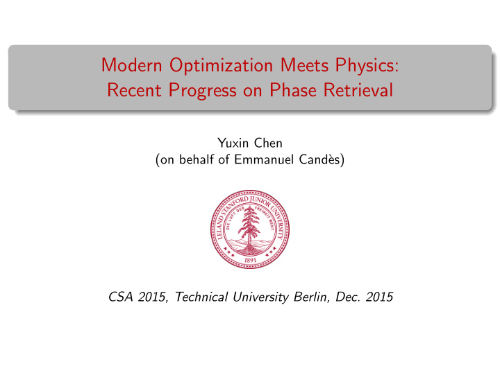 modern optimization meets physics recent progress on