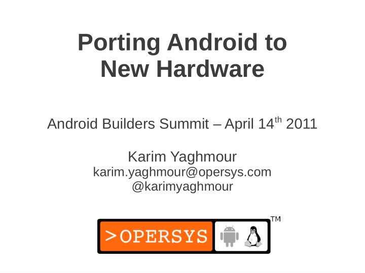 porting android to new hardware