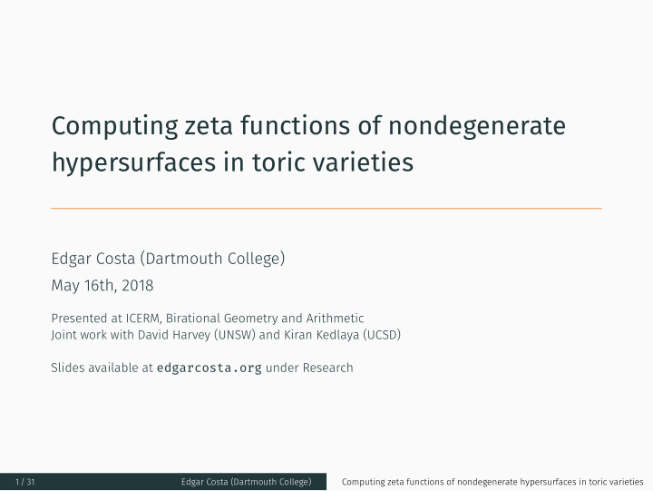 computing zeta functions of nondegenerate hypersurfaces