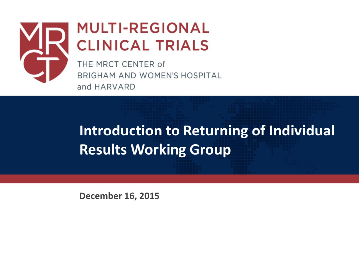 introduction to returning of individual