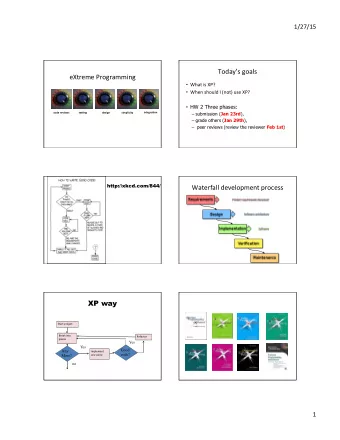 Todays  goals    eXtreme  Programming    What  is  XP?    When