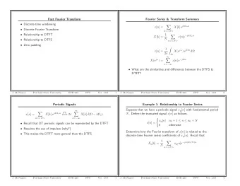 Fast Fourier Transform  Fourier Series &amp; Transform Summary  Discrete-time windowing   X [