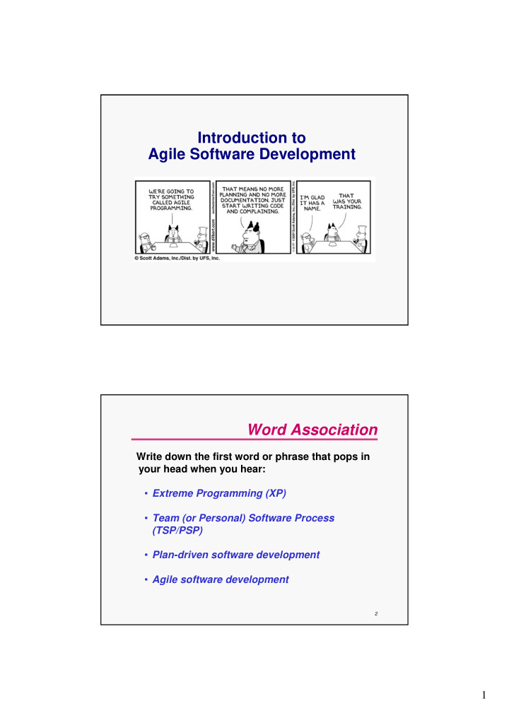 introduction to agile software development word