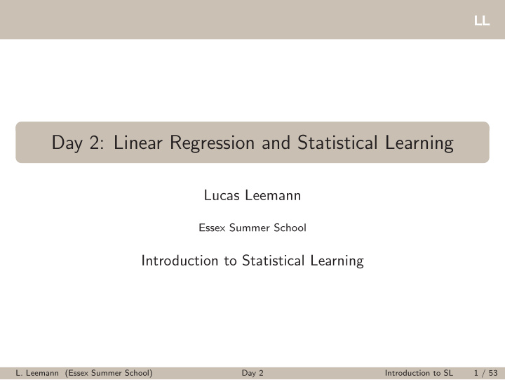 day 2 linear regression and statistical learning