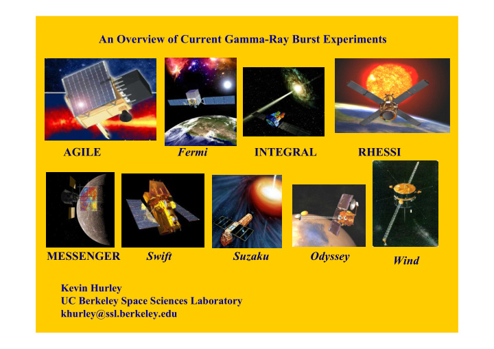 an overview of current gamma ray burst experiments agile
