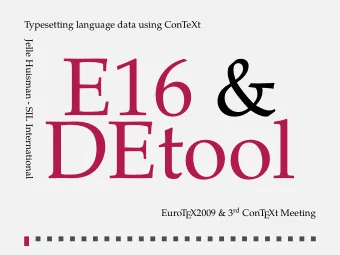 E16 &amp;  DEtool  EuroT  EXt Meeting EX2009 &amp; 3 rd ConT  Collecting and publishing language