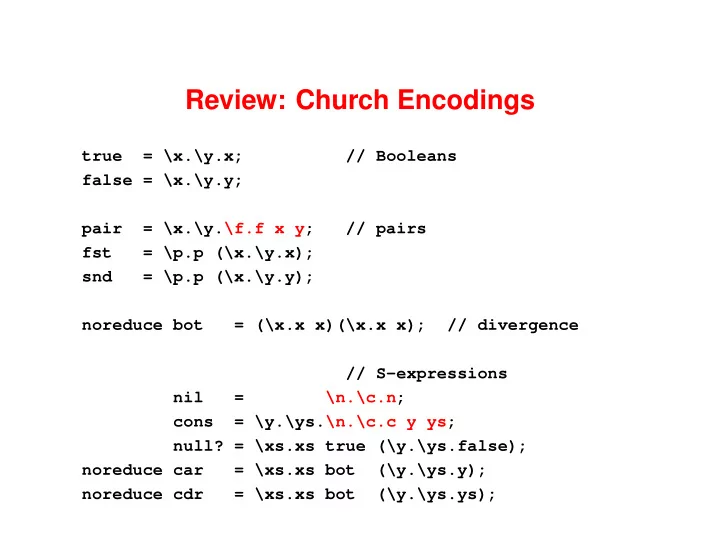 review church encodings