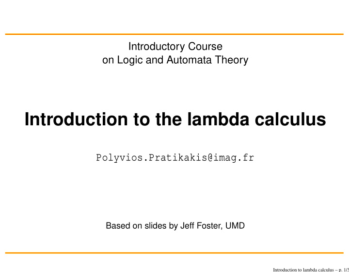 introduction to the lambda calculus