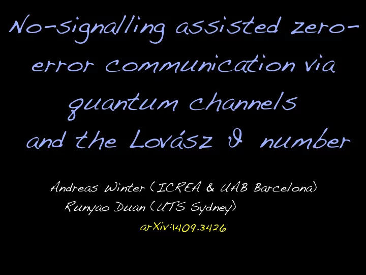 no signalling assisted zero error communication via
