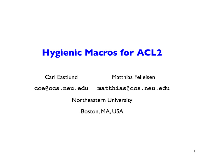 hygienic macros for acl2