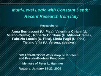 Multi-Level Logic with Constant Depth:  Multi-Level Logic with Constant Depth:  Recent Research