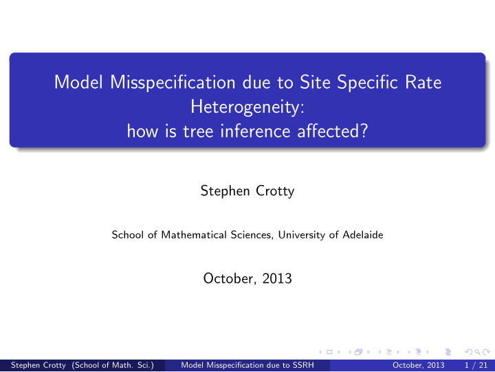 model misspecification due to site specific rate