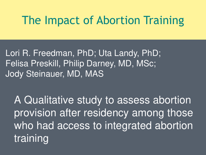 the impact of abortion training